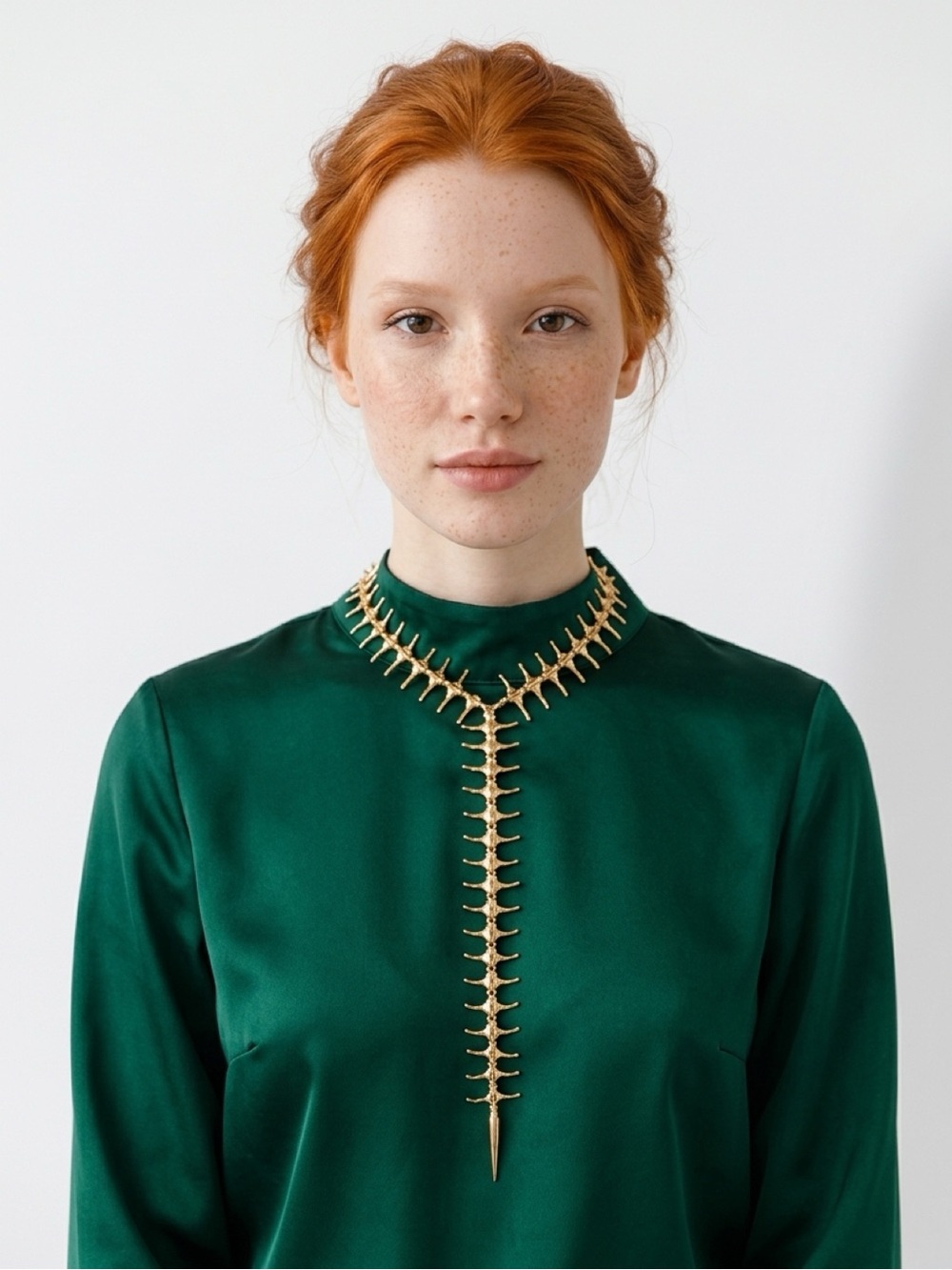 Anthropologie Gold Spine-Detail Lariat Necklace